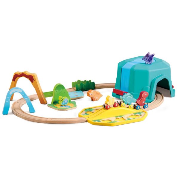 Set de tren de dinosaurios (colorful bucket)