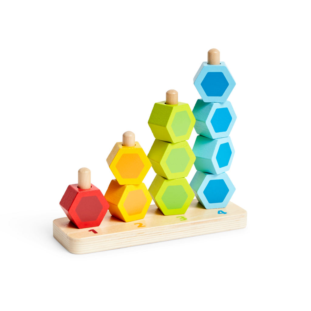 juguete para apilar y contar de madera Hape