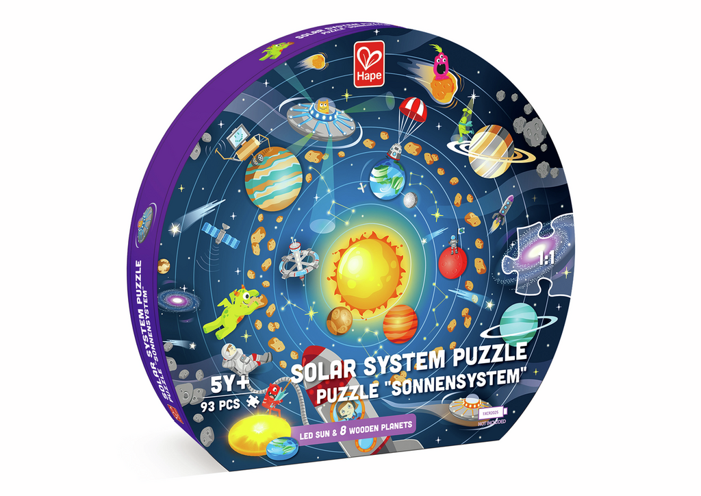 rompecabezas sistema solar Hape con sol LED