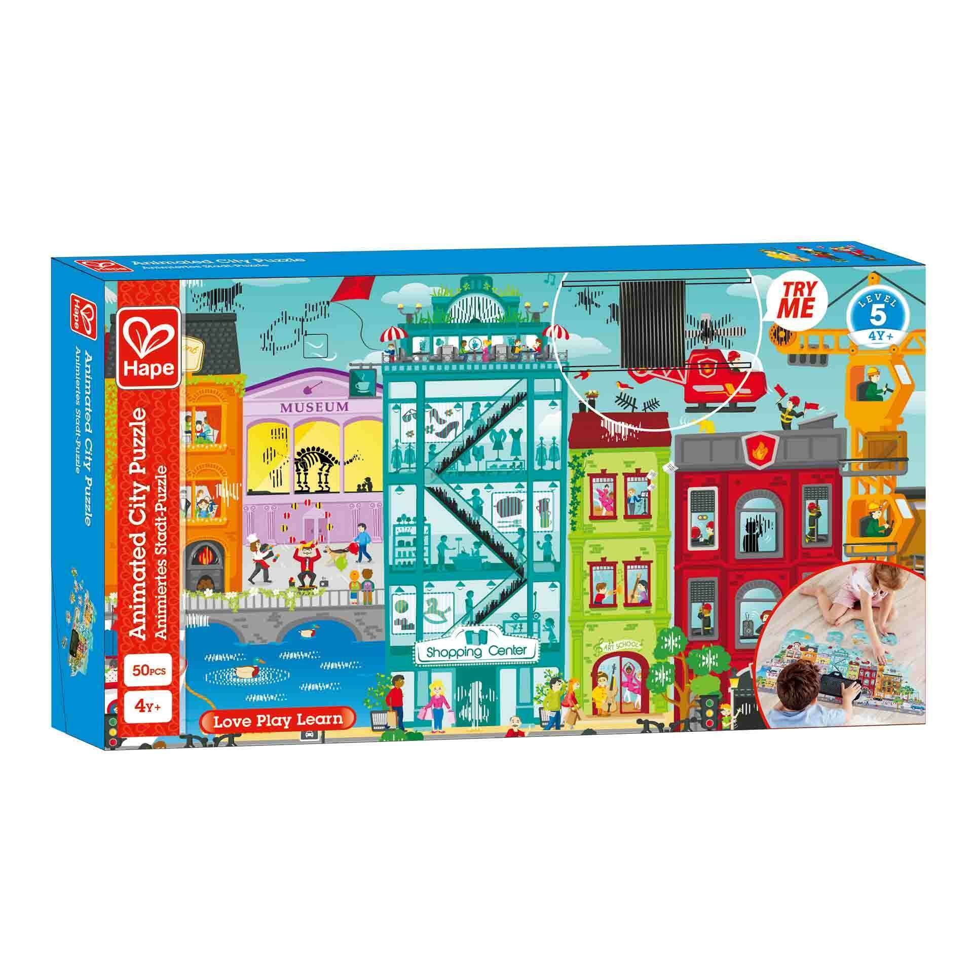 rompecabezas de ciudad Hape animado