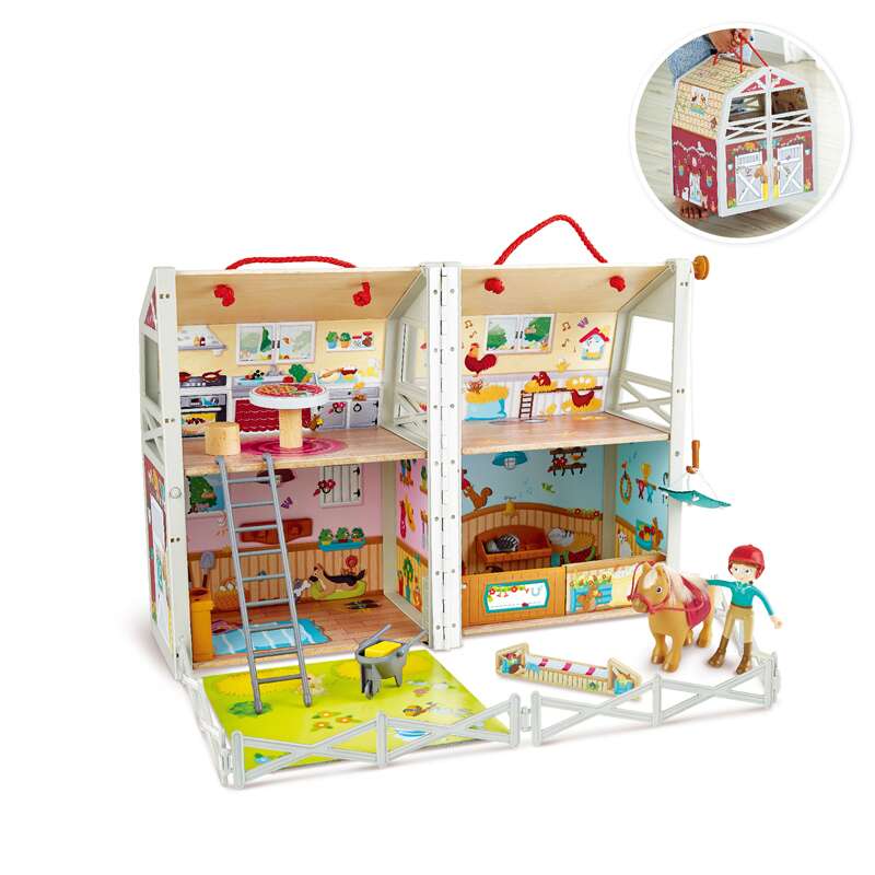 rancho de ponis de juguete plegable Hape