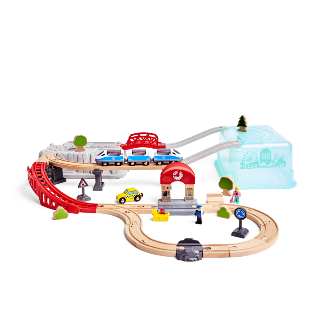 pista de tren de juguete de la ciudad Hape