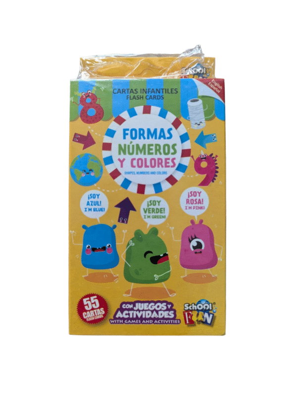 Flashcards Formas, Números y Colores - Inglés y Español - 55 cartas