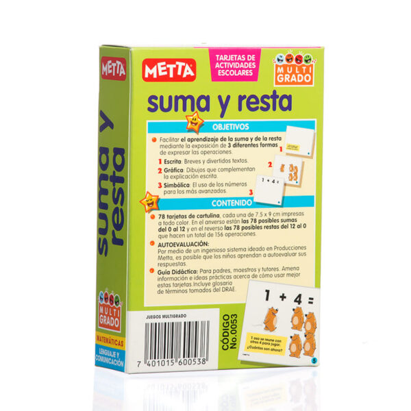 Flashcards Suma y Resta 0-12 (Tarjetas multigrado)