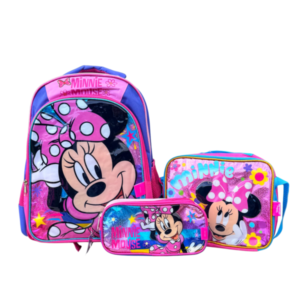 Set Mochila, Lonchera y Portalapiz Minnie mouse