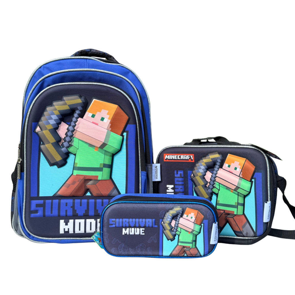 combo escolar de Minecraft mochila lonchera y estuche Alex