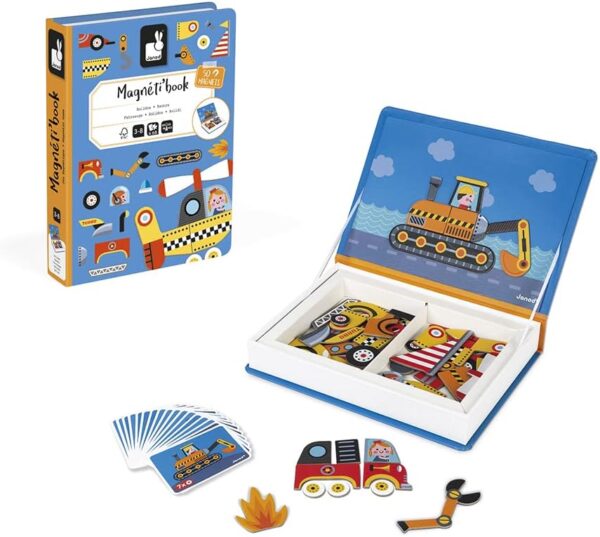Libro Magneti'book Janod Transportes y Vehículos (libro magnético 50 piezas)