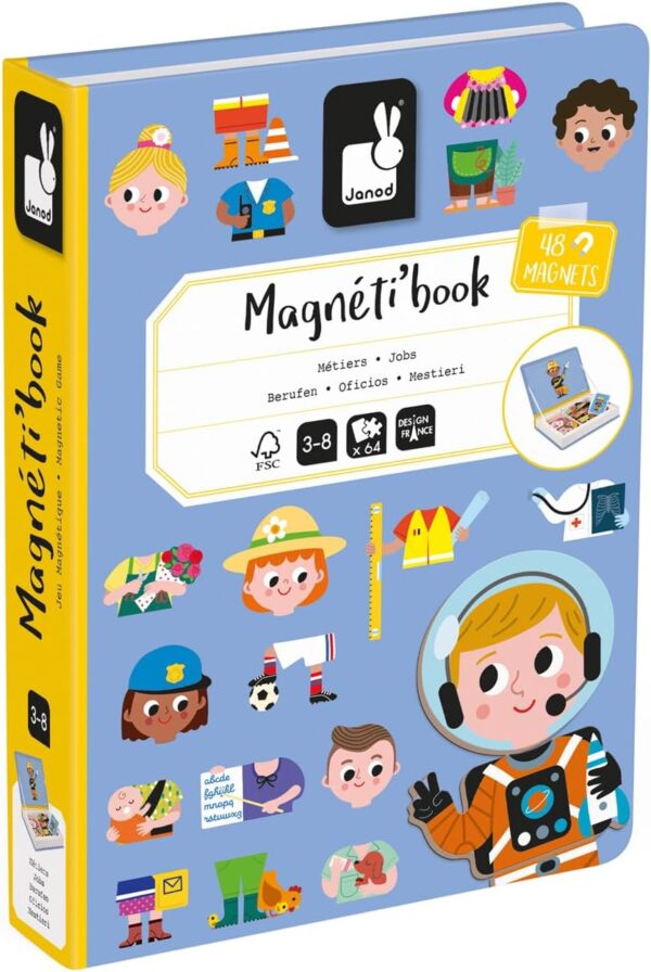 Libro Magneti'book Janod Profesiones y Oficios (libro magnético 48 piezas)