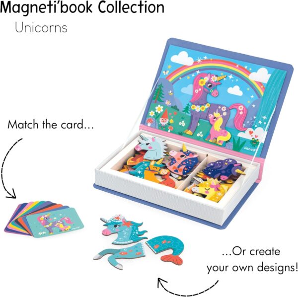 Libro Magneti'book Janod Unicornios (libro magnético 44 piezas)