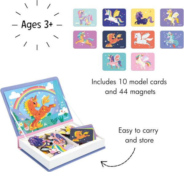 Libro Magneti'book Janod Unicornios (libro magnético 44 piezas)