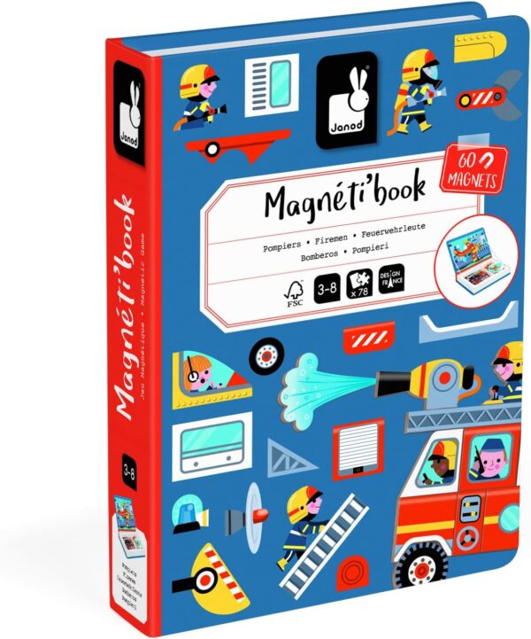 Libro Magneti'book Janod Bombero (libro magnético 60 piezas)