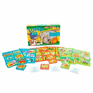 Loteria y memoria Lotto de animales de la granja, selva y mar