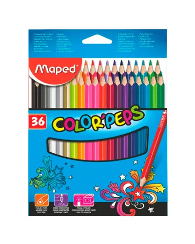 Crayón de madera Color peps triangulares 36 colores Maped