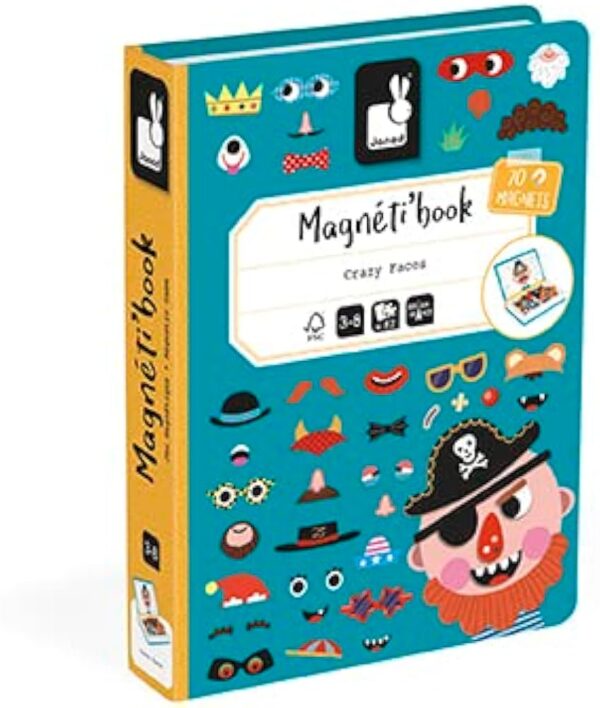41hKyNVMc2L._AC_UF894,1000_QL80_ Libro Magneti'book Janod Crazy faces BOY - Caras graciosas (libro magnético 55 piezas)
