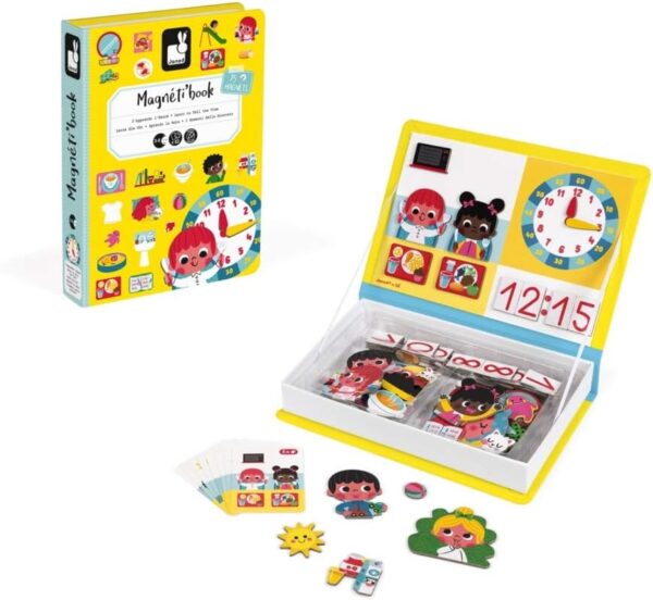 Libro Magneti'book Janod Aprendo la hora (libro magnético 75 piezas)