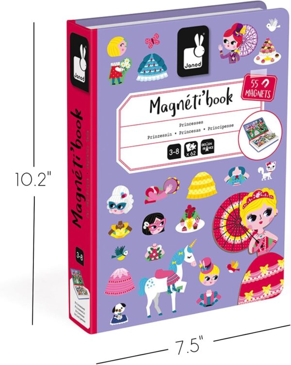 Libro Magneti'book Janod Princesas (libro magnético 55 piezas)