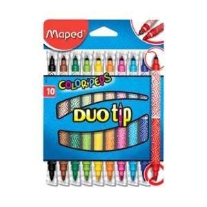 Marcador Duo tip doble punta, 2mm y 3.9mm 10 colores Maped