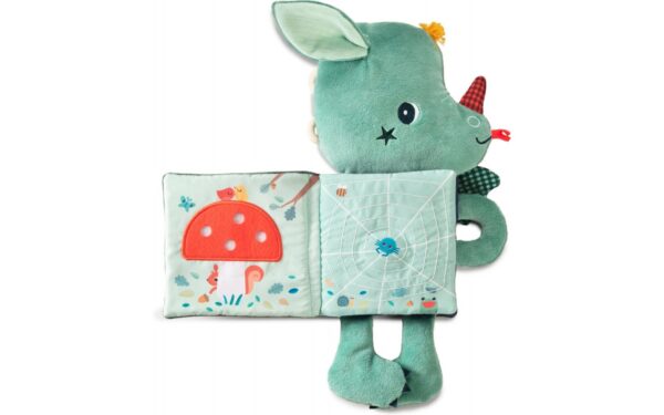 Libro sensorial y peluche de tela Joe el dragón (brilla en la oscuridad), Lilliputiens