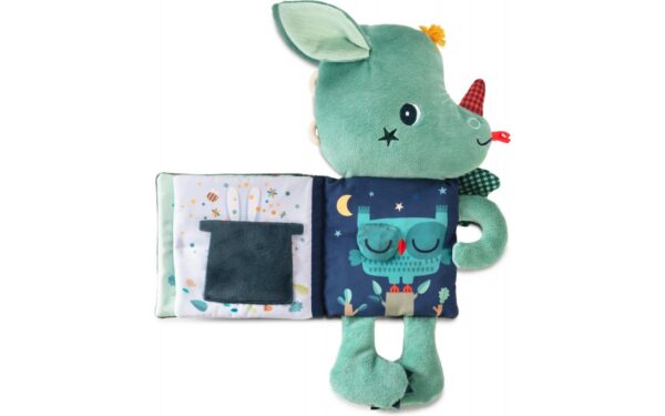 Libro sensorial y peluche de tela Joe el dragón (brilla en la oscuridad), Lilliputiens