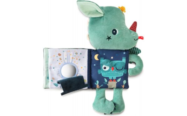 Libro sensorial y peluche de tela Joe el dragón (brilla en la oscuridad), Lilliputiens