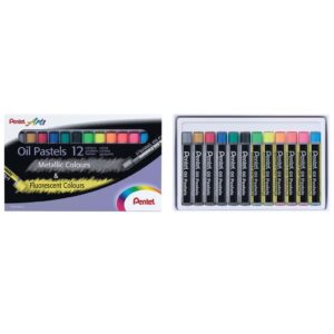 Crayón pastel óleo metálicos y fluorescentes 12 colores Pentel