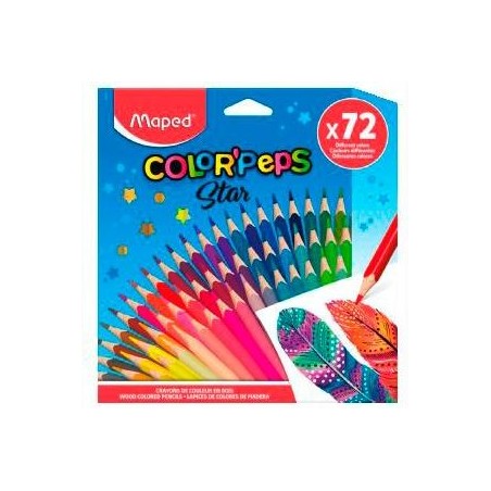 maped-832072-12-maped-lapices-de-colores-color-peps-star-surtidos-en-estuche-de-72-pack-de-12 Crayones de madera 72 colores Maped