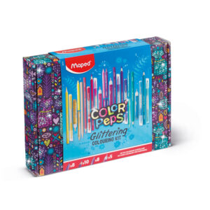 Kit colores brillantes crayones, marcadores, y glitter Maped