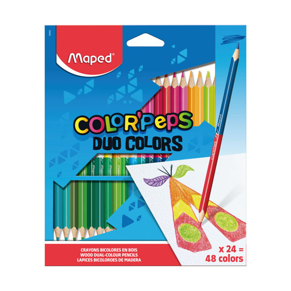 Crayón de madera Color peps triangular bicolor 24 crayones/ 48 colores Maped