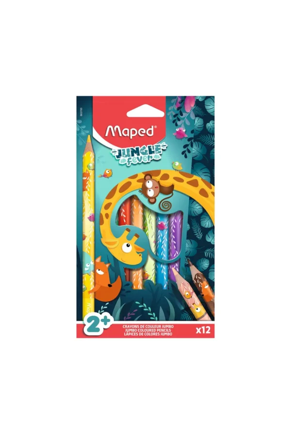 Crayón de madera Jumbo Jungle 12 colores Maped